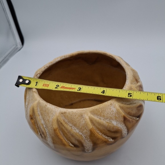 Vtg California Pottery USA C1 Brown Beige Drip Glazed Planter Vase Mission Style - Picture 7 of 7